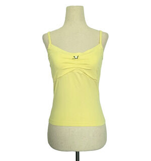 Danysu Ruched Rose Cami Top Size S Yellow Feminine Dainty Soft Girl Preppy Y2k